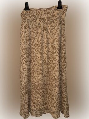 NWT ESQUALO Beige and Brown Maxi Skirt - Button down